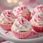 No-Bake Pink Velvet Cheesecake topped with whipped cream and pink sprinkles