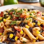 One Pot Southwest Chicken Pasta dish with colorful ingredients and spices