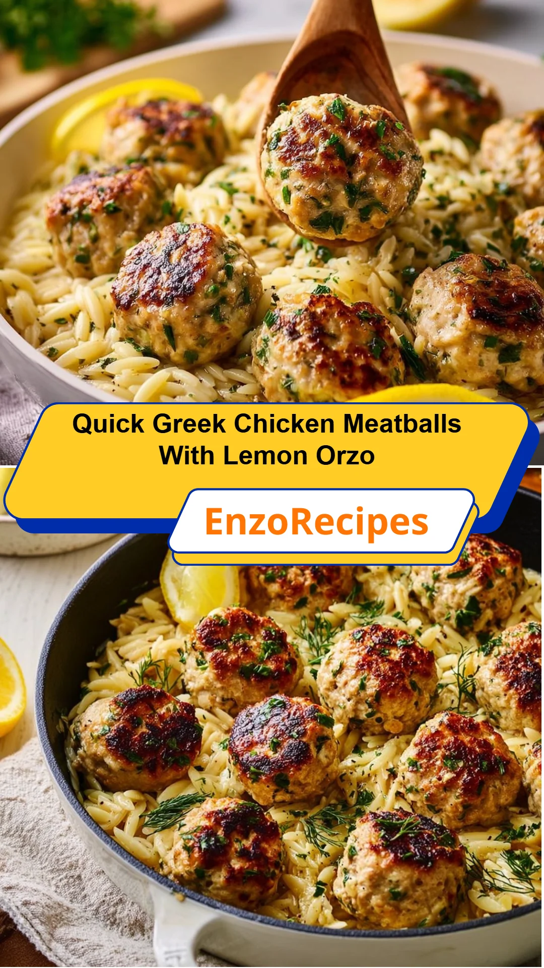 Quick Greek Chicken Meatballs With Lemon Orzo 32 Quick Greek Chicken Meatballs With Lemon Orzo
