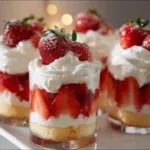 Delicious quick strawberry shortcake cups served with fresh strawberries and whipped cream