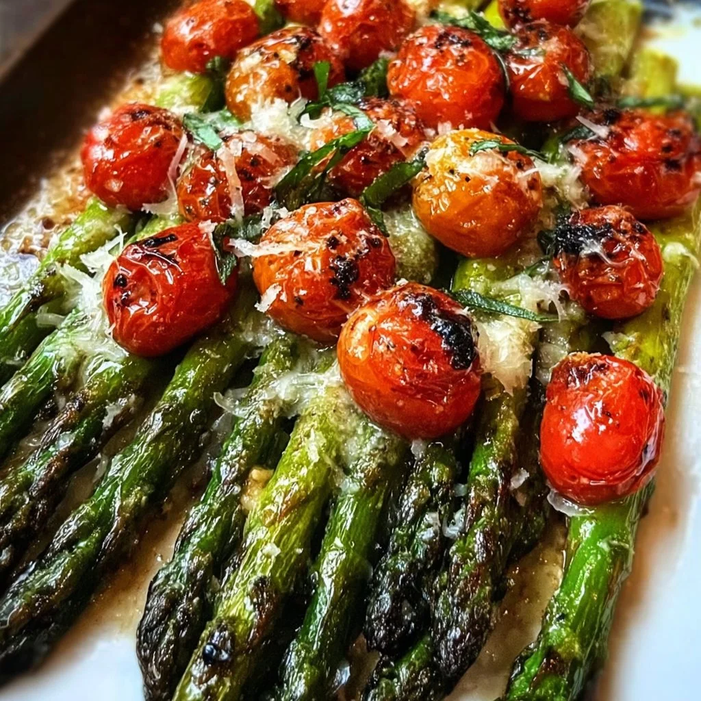Roasted Asparagus 21 Roasted Asparagus with Parmesan and Tomatoes
