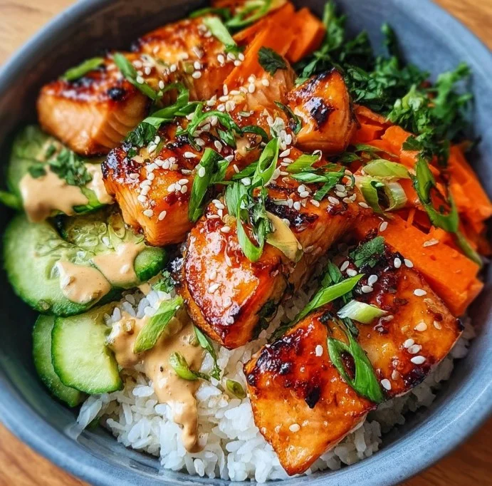 Salmon Rice Bowls 23 Honey Glazed Salmon Rice Bowls