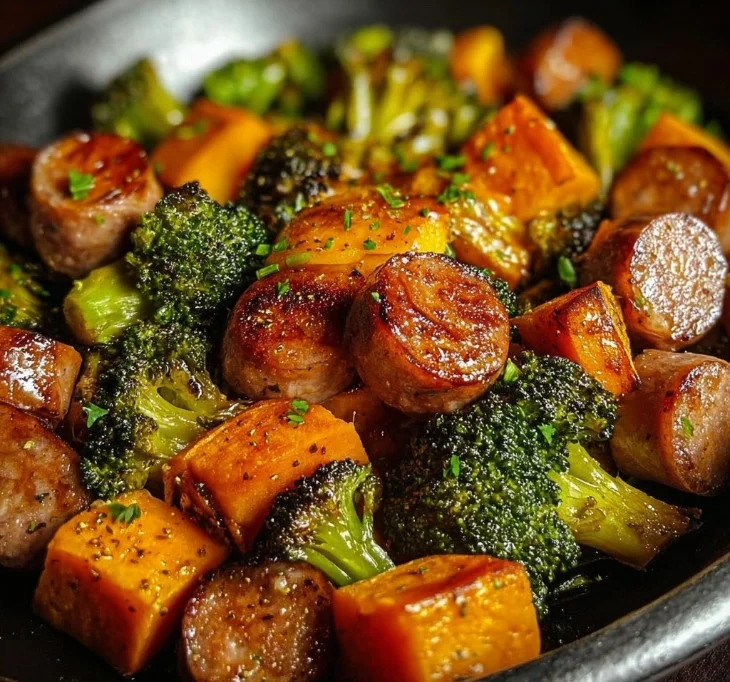 Sheet Pan Sausage and Sweet Potatoes 6 Sheet Pan Sausage and Sweet Potatoes with Honey Garlic Sauce