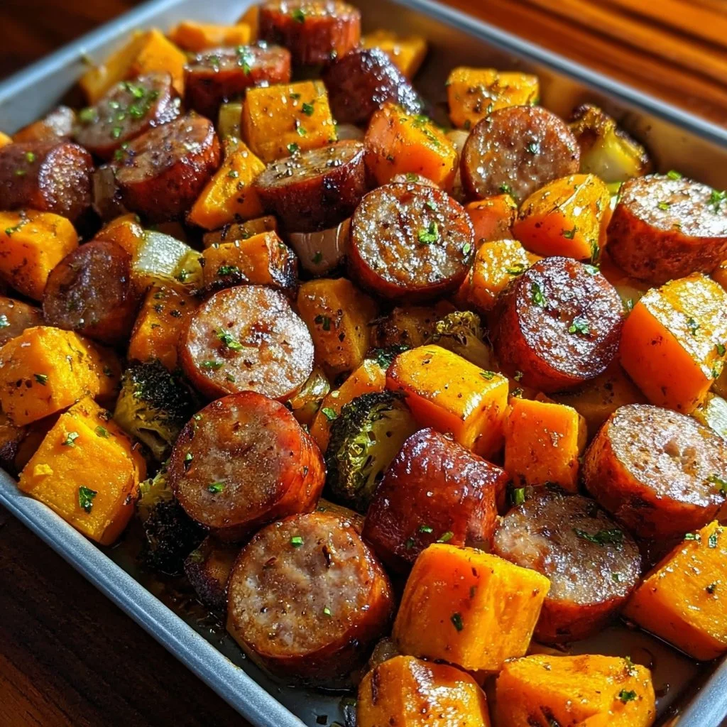 Sheet Pan Sausage and Sweet Potatoes 7 Sheet Pan Sausage and Sweet Potatoes with Honey Garlic Sauce