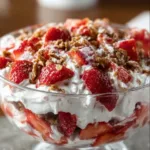 Delicious Strawberry Crackle Salad with fresh strawberries and crispy toppings