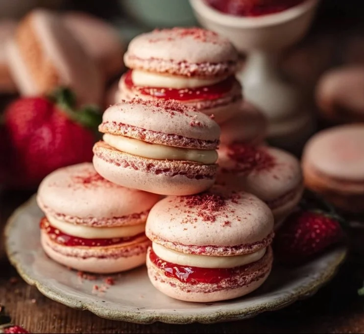 Strawberry Shortcake Macarons 7 Strawberry Shortcake Macarons