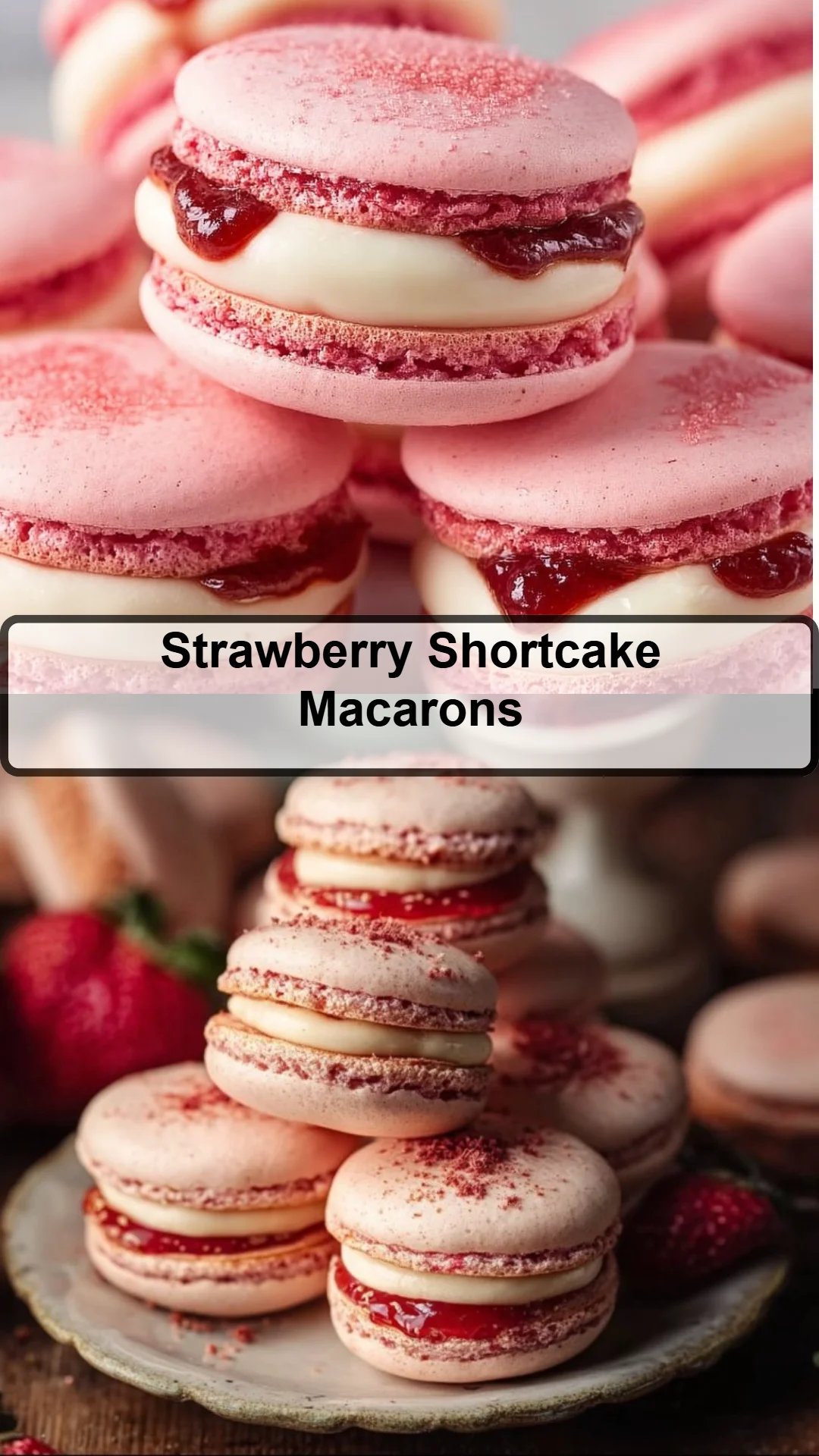 Strawberry Shortcake Macarons 8 Strawberry Shortcake Macarons