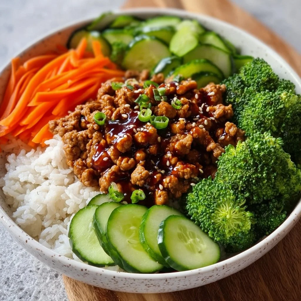 Teriyaki Ground Turkey Bowl 4 Delicious Teriyaki Ground Turkey Bowl with fresh vegetables