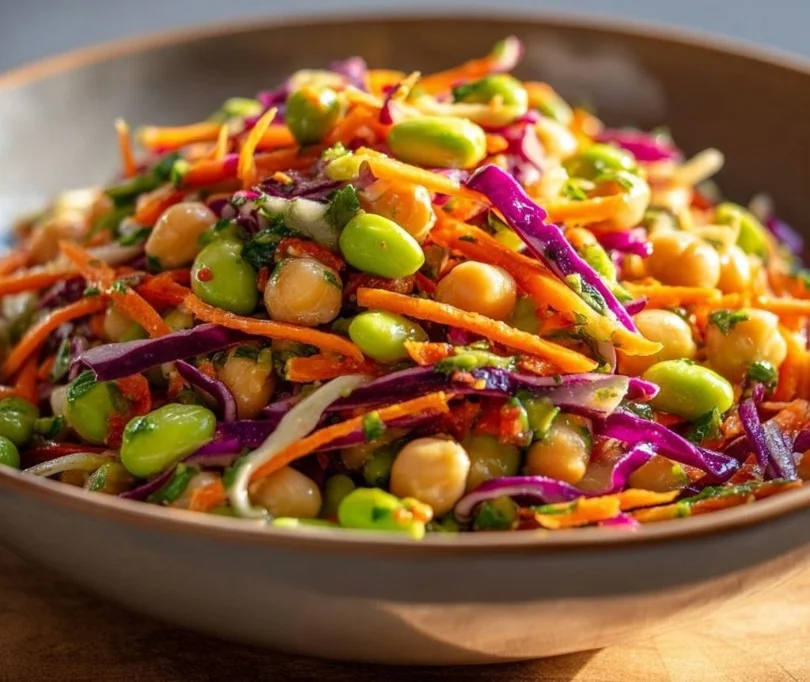 Zesty Chickpea Edamame Salad 23 Zesty Chickpea Edamame Salad with Ginger Sesame Vinaigrette