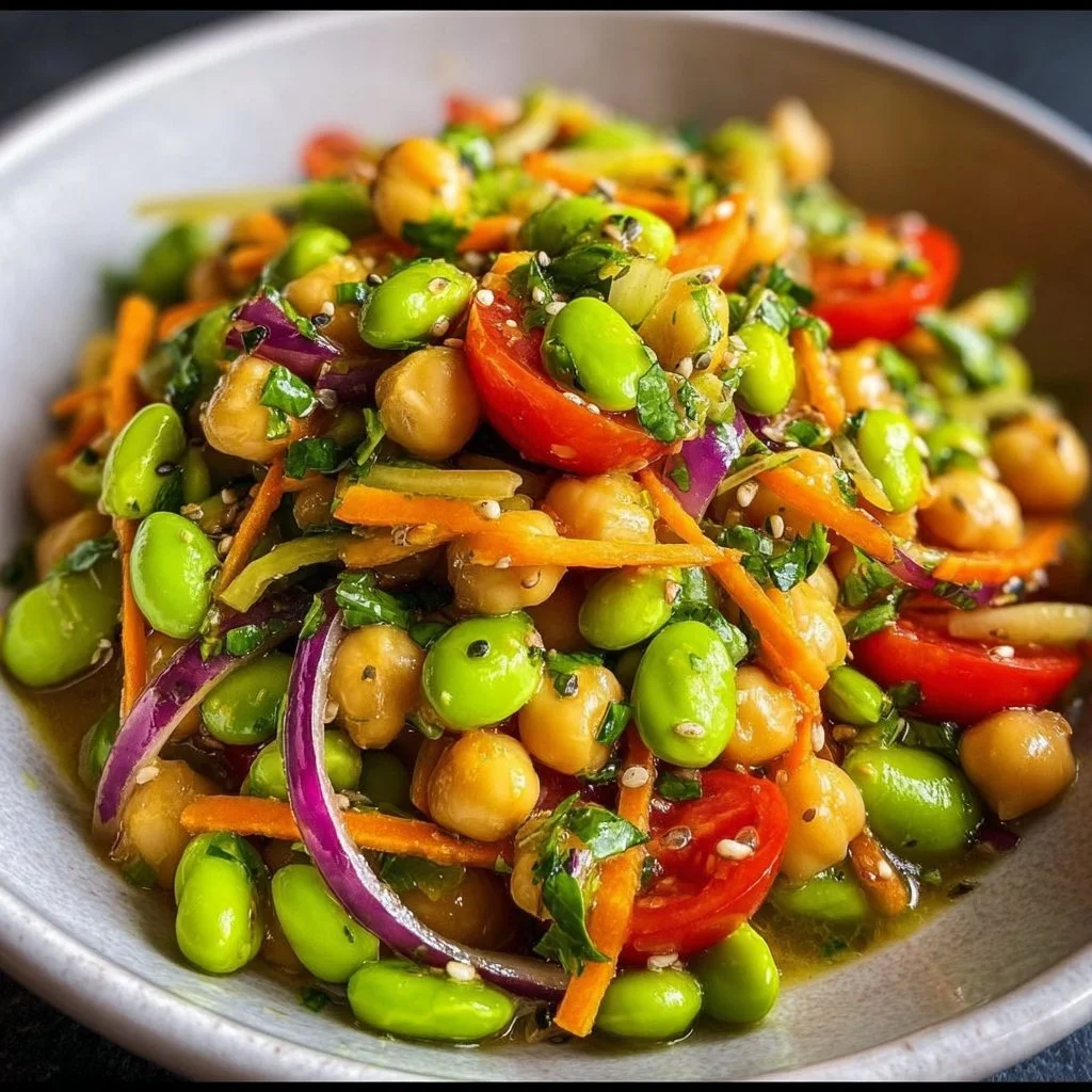Zesty Chickpea Edamame Salad 24 Zesty Chickpea Edamame Salad with Ginger Sesame Vinaigrette