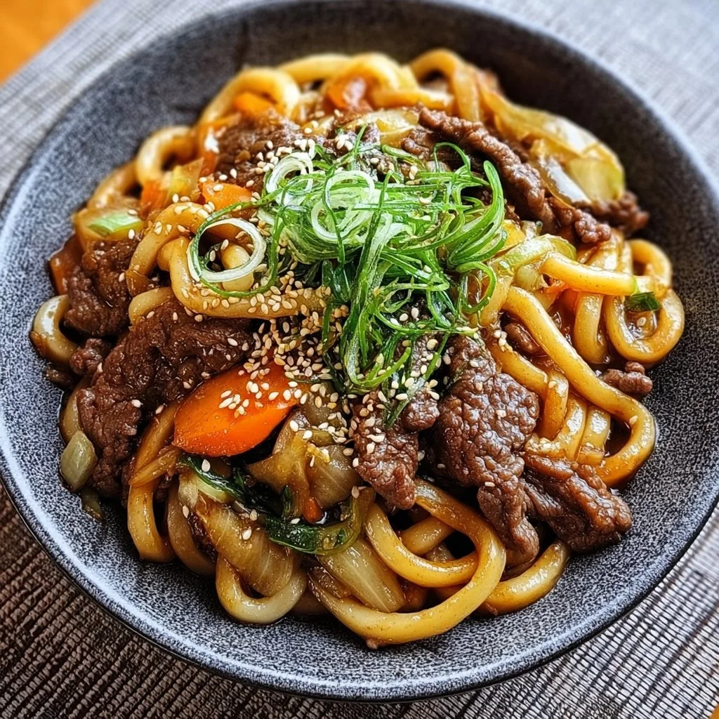 Beef Stir-Fried Udon Noodles