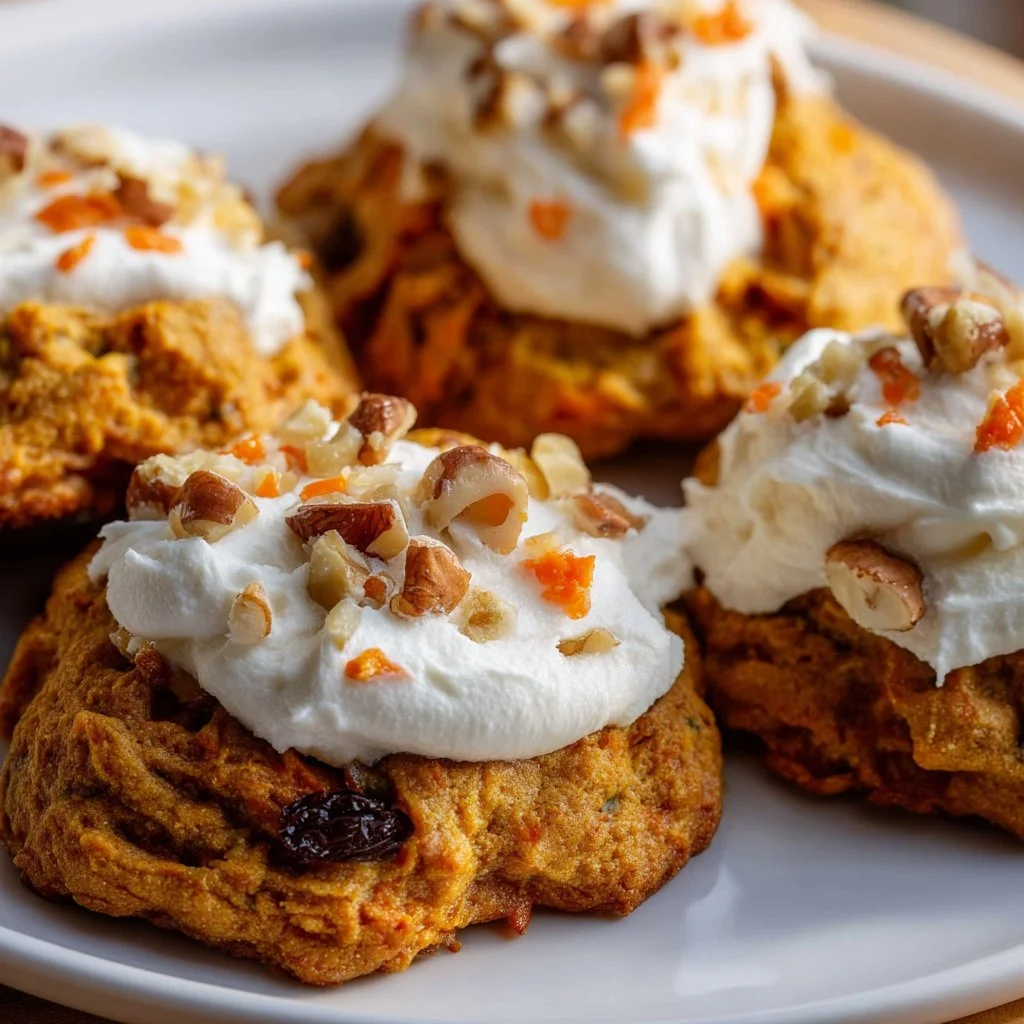 Delicious carrot cake cookies with spices and frosting