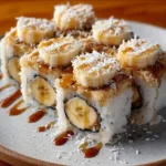 Delicious Coconut Banana Sushi rolls with colorful ingredients