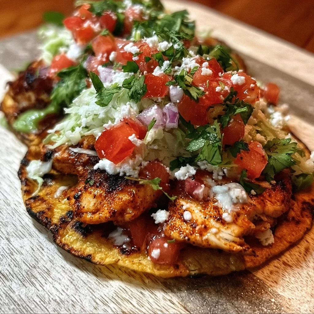Crispy Grilled Mexican Chicken Tostadas