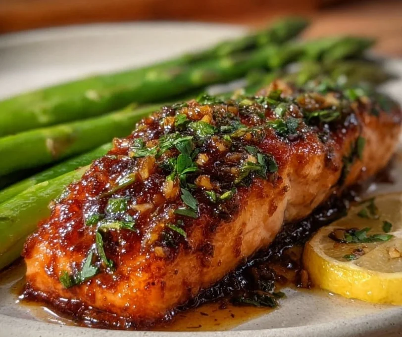 Crispy Salmon with Honey Garlic Glaze