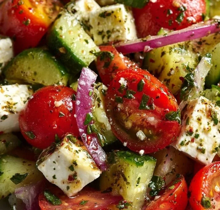 Cucumber Feta Salad with Lemon Greek Vinaigrette