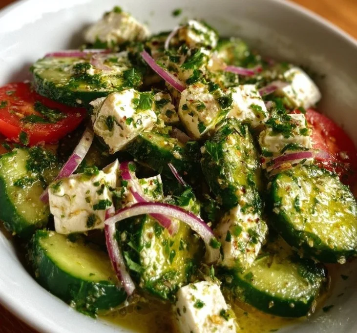 Cucumber Feta Salad with Lemon Greek Vinaigrette