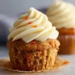 Easter carrot cake cupcakes topped with cream cheese frosting and festive decorations
