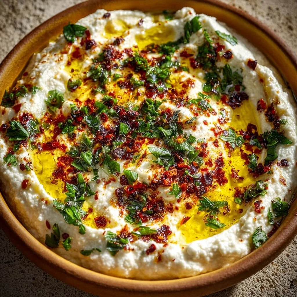 Greek Feta Dip 3 Delicious Greek Feta Dip served in a bowl with fresh herbs.