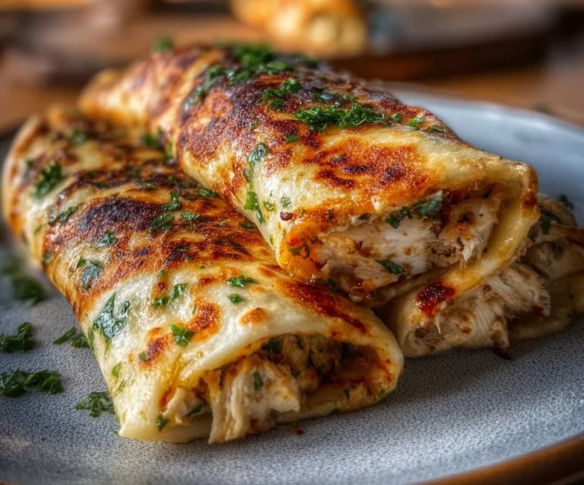 Low Carb Cheesy Garlic Chicken Wraps