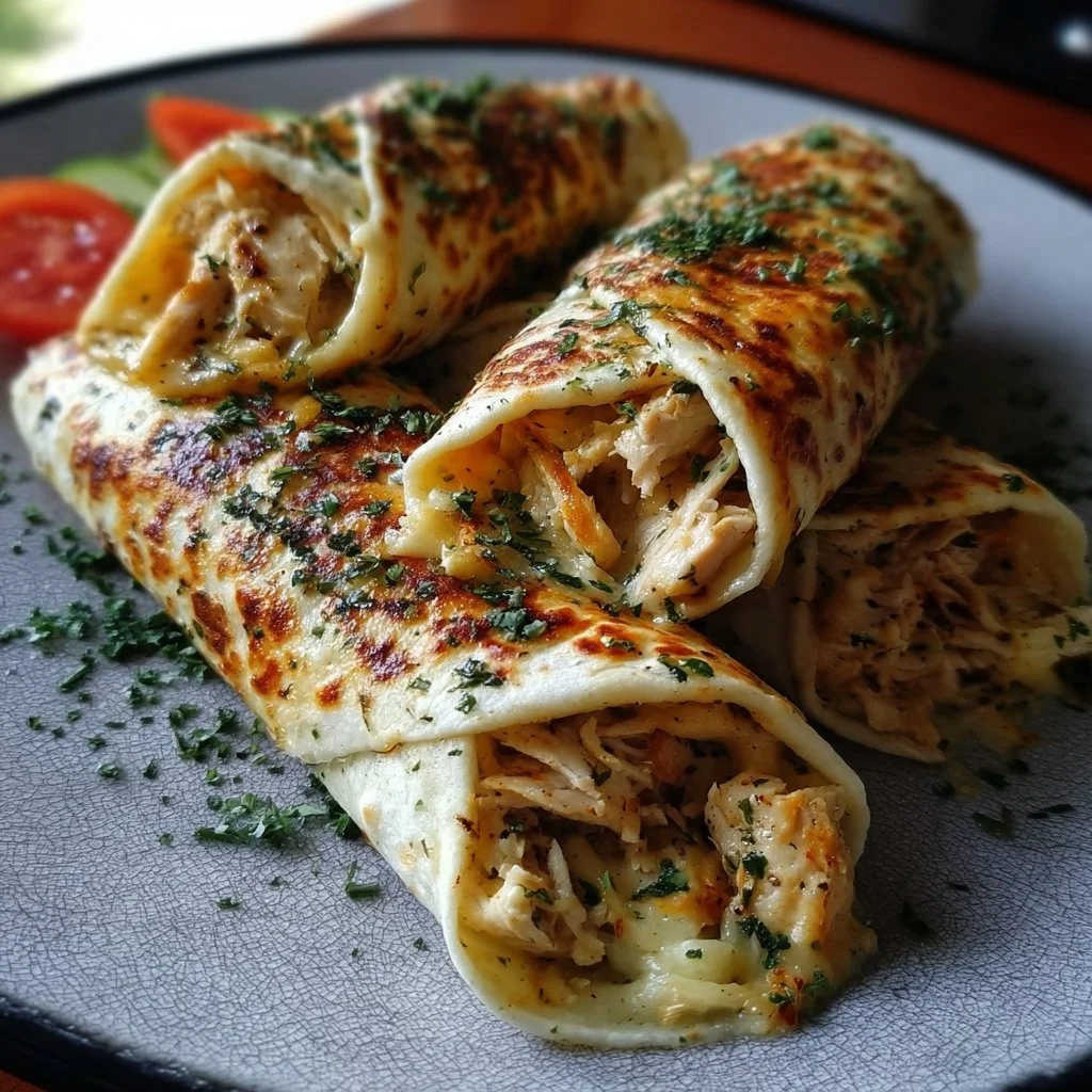 Low Carb Cheesy Garlic Chicken Wraps