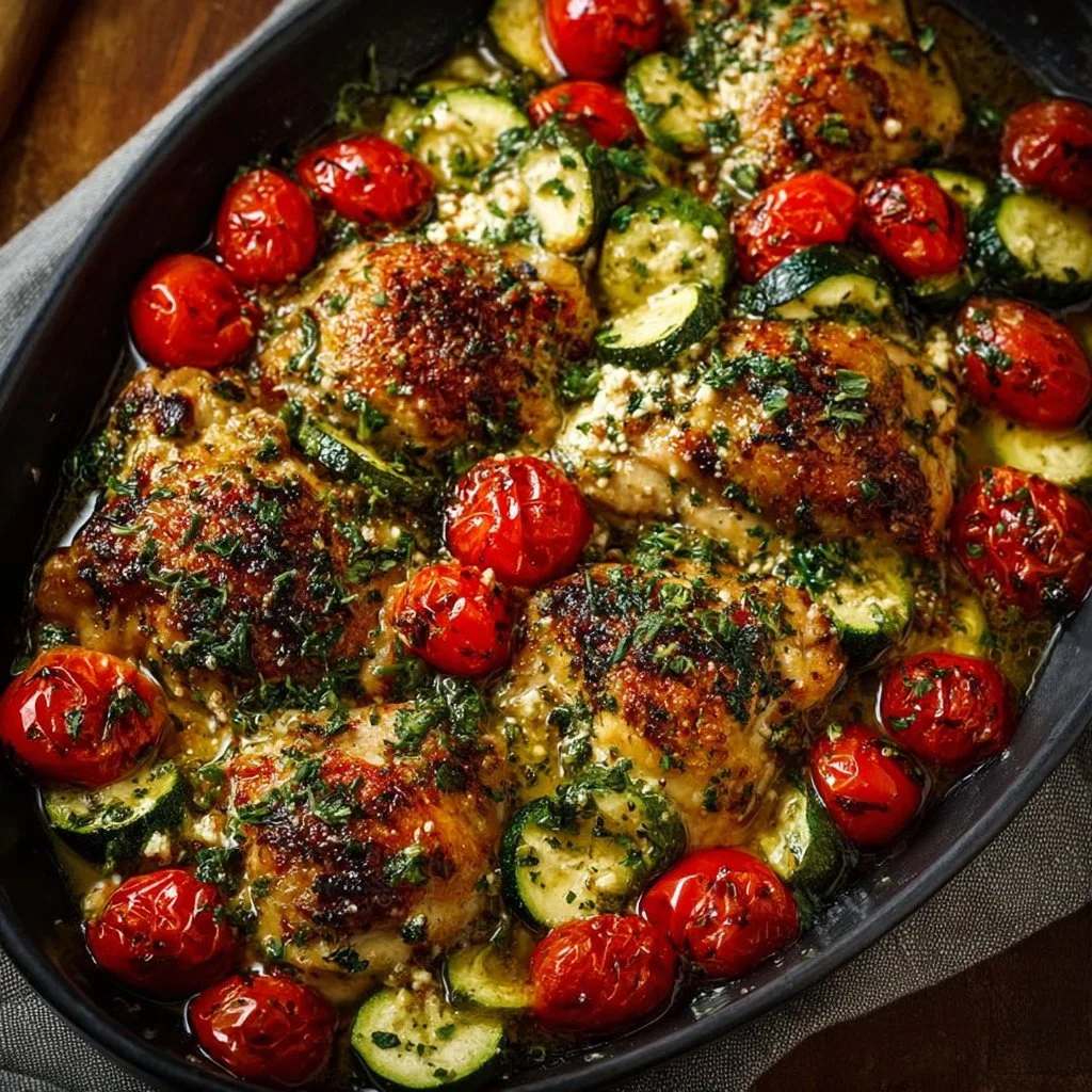 Mediterranean Chicken Zucchini Bake