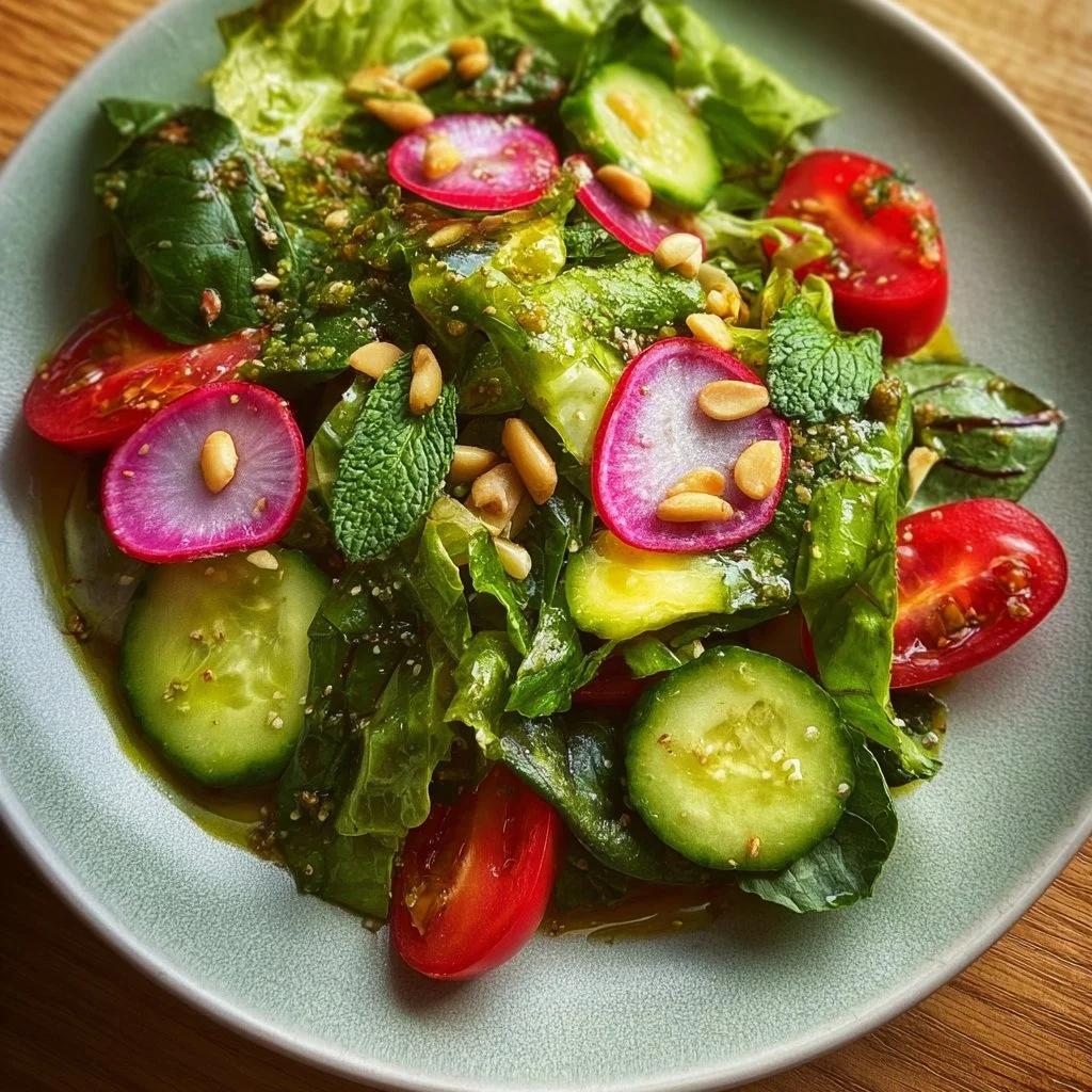 Spring Greens Salad 6 Freshly prepared Spring Greens Salad with seasonal vegetables