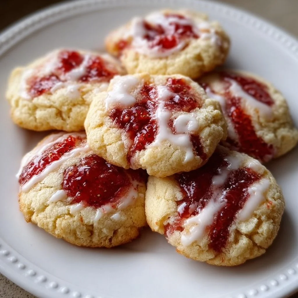 Soft Jammy Strawberry Cheesecake Cookies